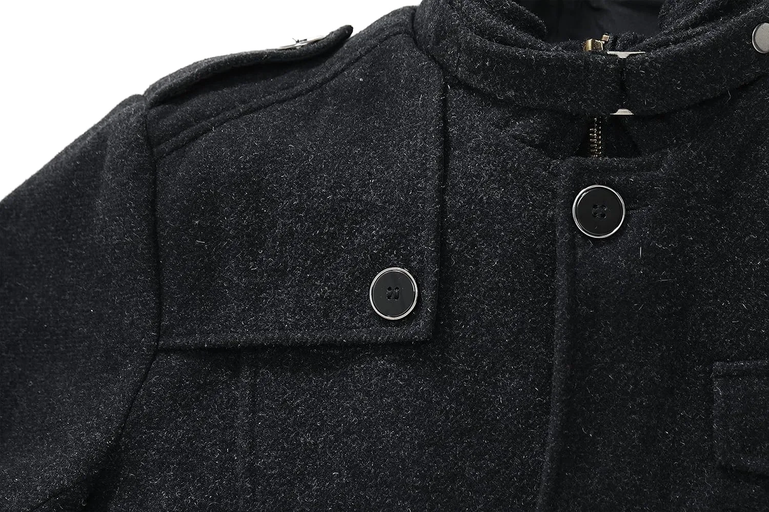 wantdo Men's Wool Blend Jacket Stand Collar Windproof Pea Coat