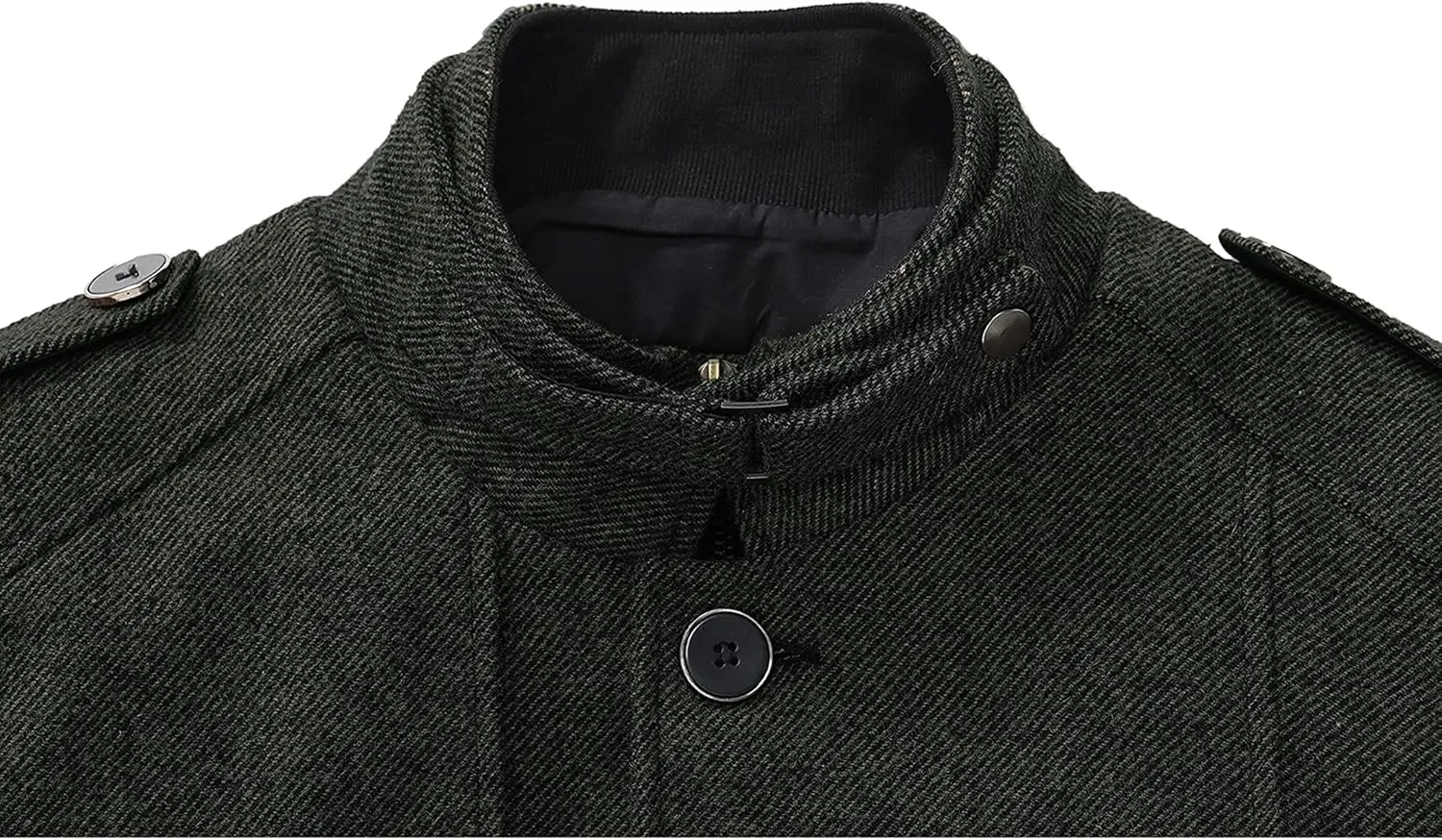 wantdo Men's Wool Blend Jacket Stand Collar Windproof Pea Coat