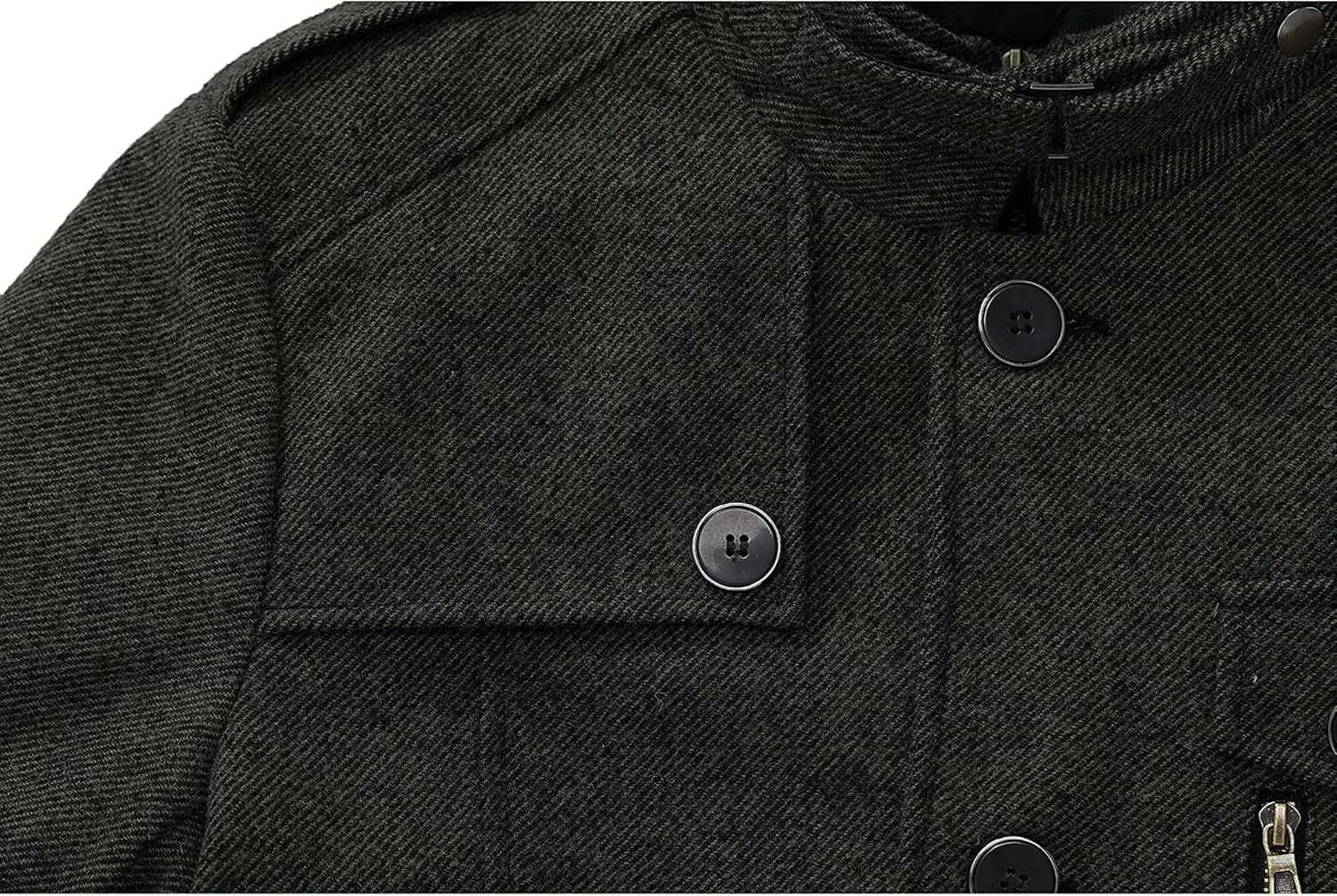 wantdo Men's Wool Blend Jacket Stand Collar Windproof Pea Coat
