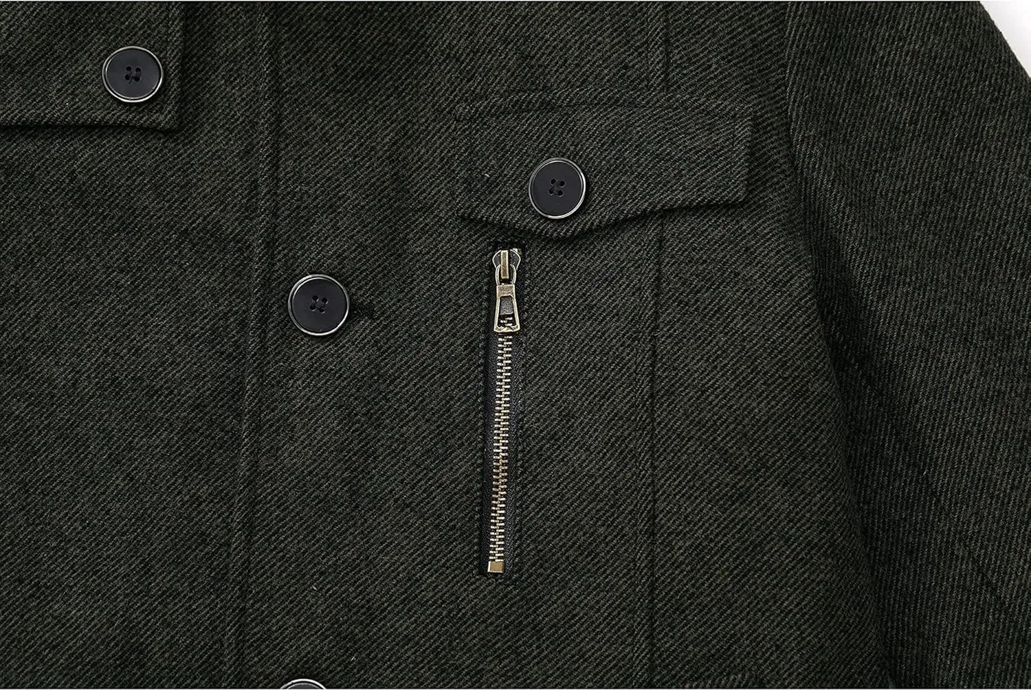 wantdo Men's Wool Blend Jacket Stand Collar Windproof Pea Coat