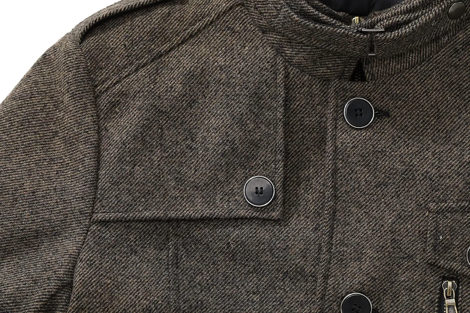 wantdo Men's Wool Blend Jacket Stand Collar Windproof Pea Coat