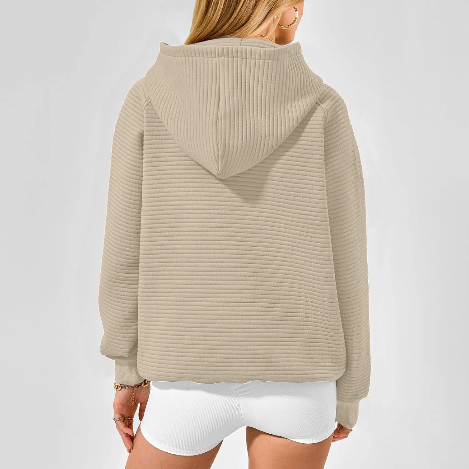 Women Hoodies Casual Hooded Oversized Sweatshirts with Large Pocket Raglan Long Sleeve Loose Solid Pullover Tops