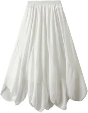 Women Solid Slim Irregular A-Line Skirt Casual Midi Long High Waist Skirts