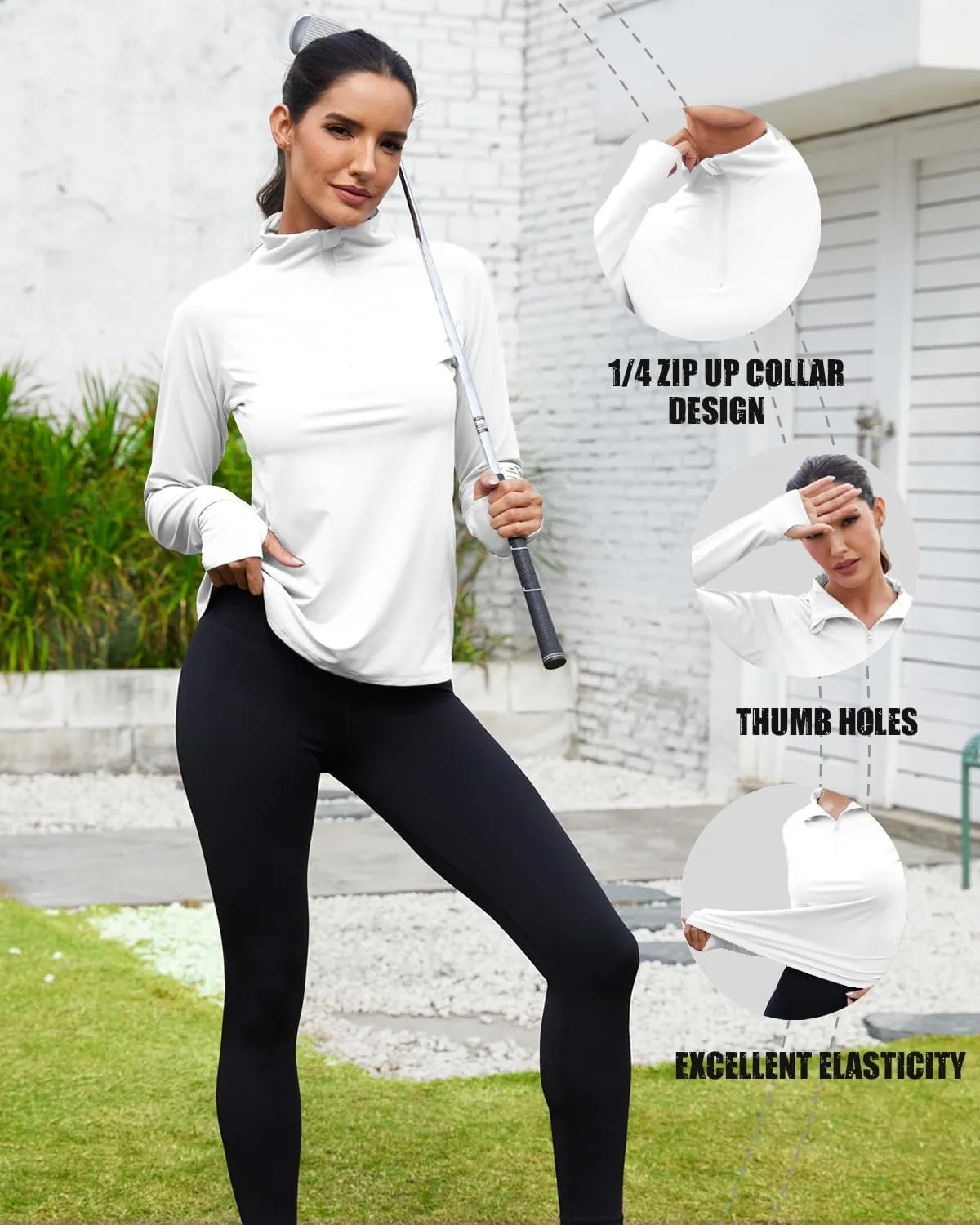 Women's 1/4 Zip Shirt UPF 50  Sun Protection Pullover Lightweight Long Sleeve Shirts Running Hiking Workout Tops