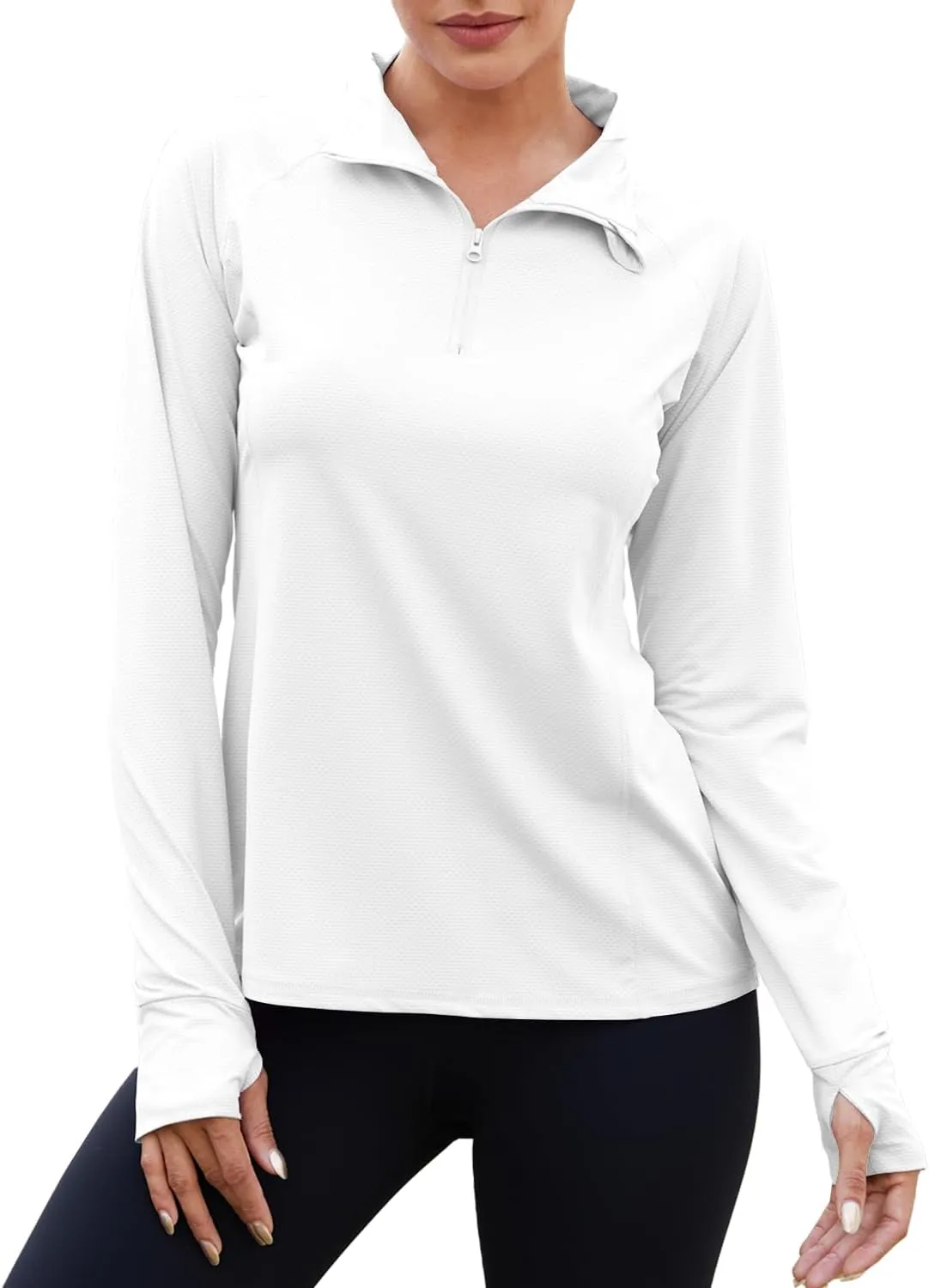 Women's 1/4 Zip Shirt UPF 50  Sun Protection Pullover Lightweight Long Sleeve Shirts Running Hiking Workout Tops