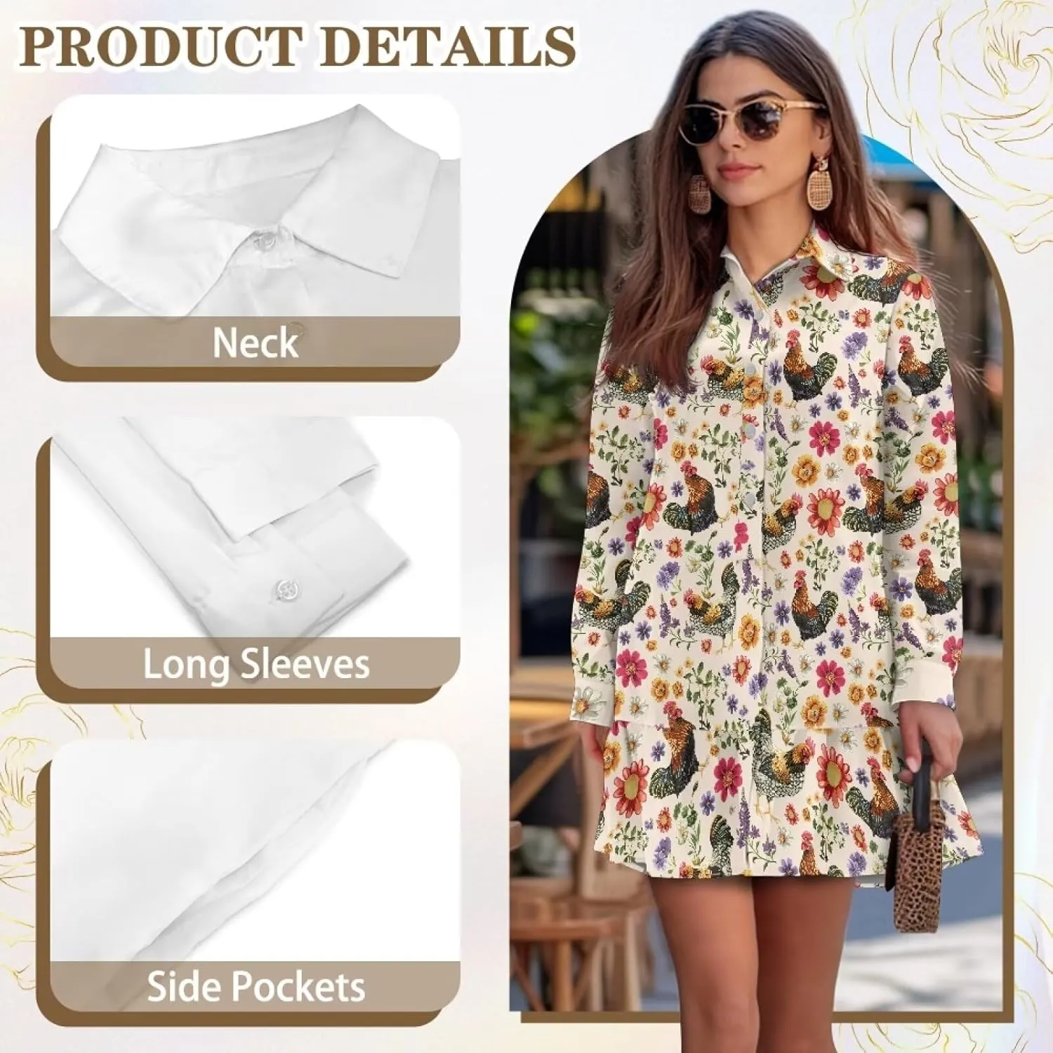 Womens Dresses with Pockets Hide Belly Flowy Mini Dress Long Sleeve V Neck Ruffle Hem A-Line Short Dress S-2XL