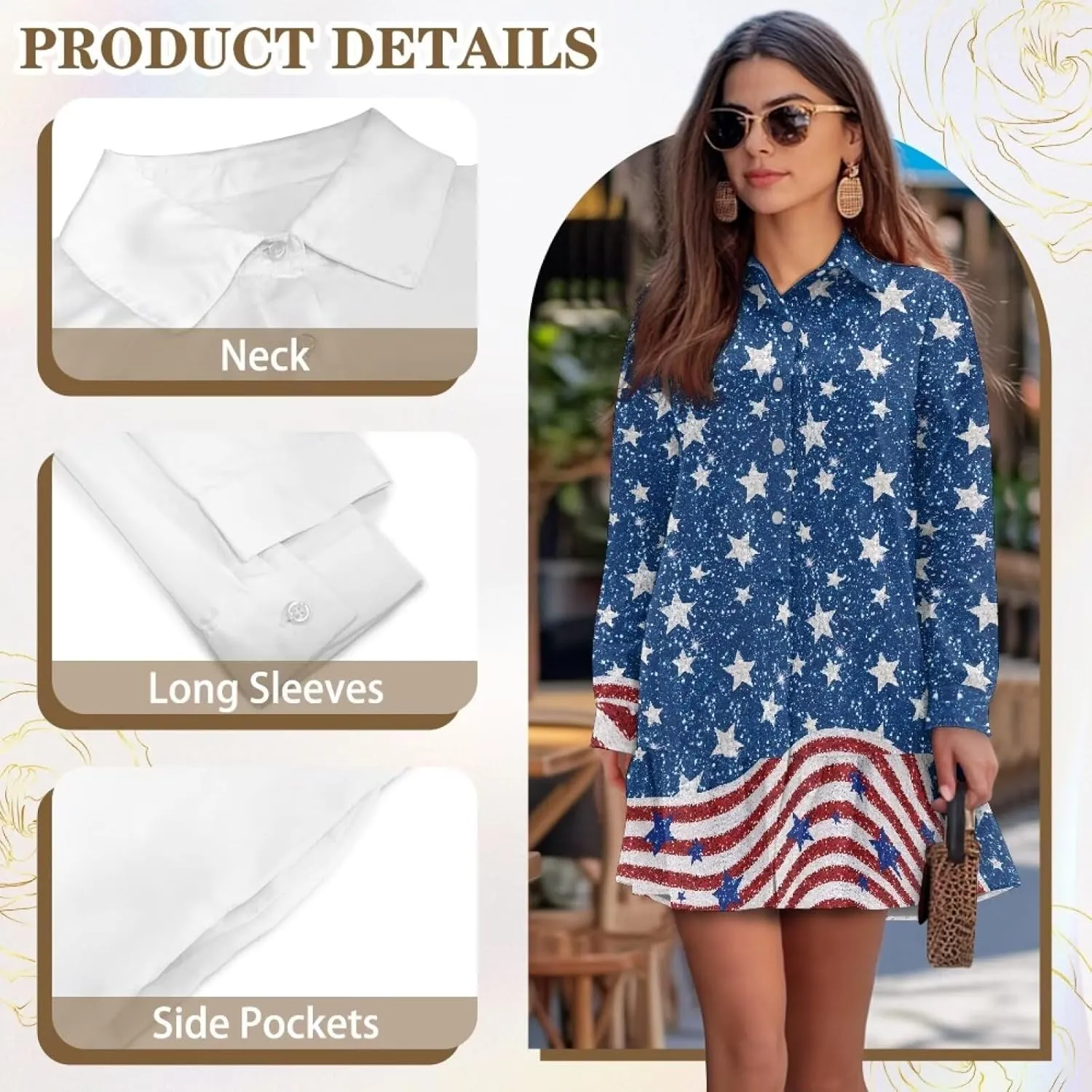 Womens Dresses with Pockets Hide Belly Flowy Mini Dress Long Sleeve V Neck Ruffle Hem A-Line Short Dress S-2XL