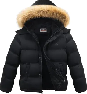 WULFUL Boy's Winter Coats Waterproof Fleece Lined Puffer Jackets Kids Thicken Outerwear With Detachable Hood