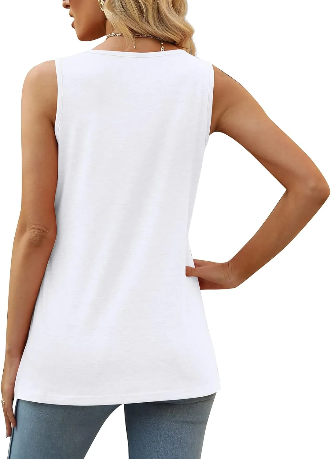 XIEERDUO Summer Tank Tops for Women Square Neck Loose Fit Casual Fashion Flowy Sleeveless