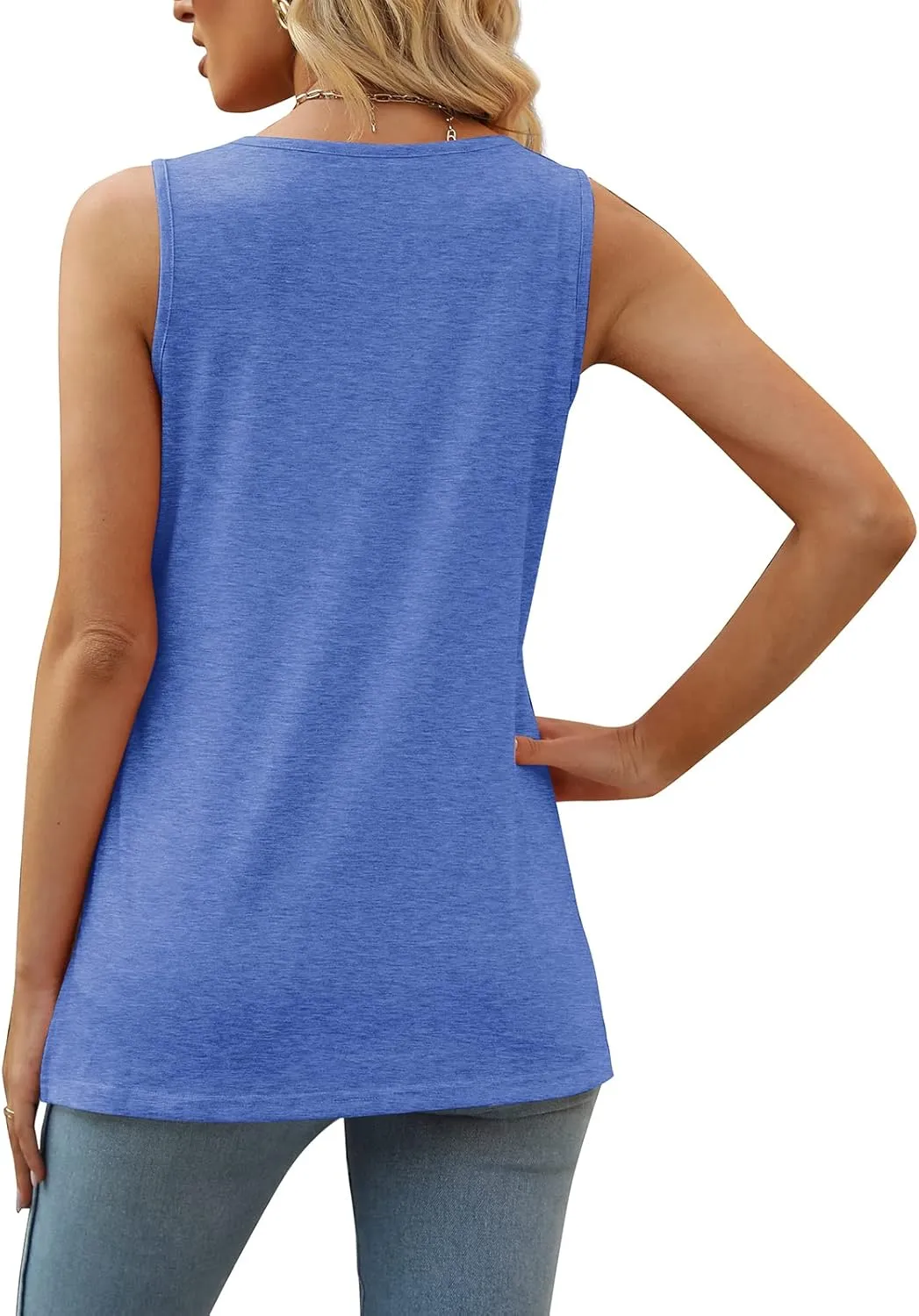 XIEERDUO Summer Tank Tops for Women Square Neck Loose Fit Casual Fashion Flowy Sleeveless