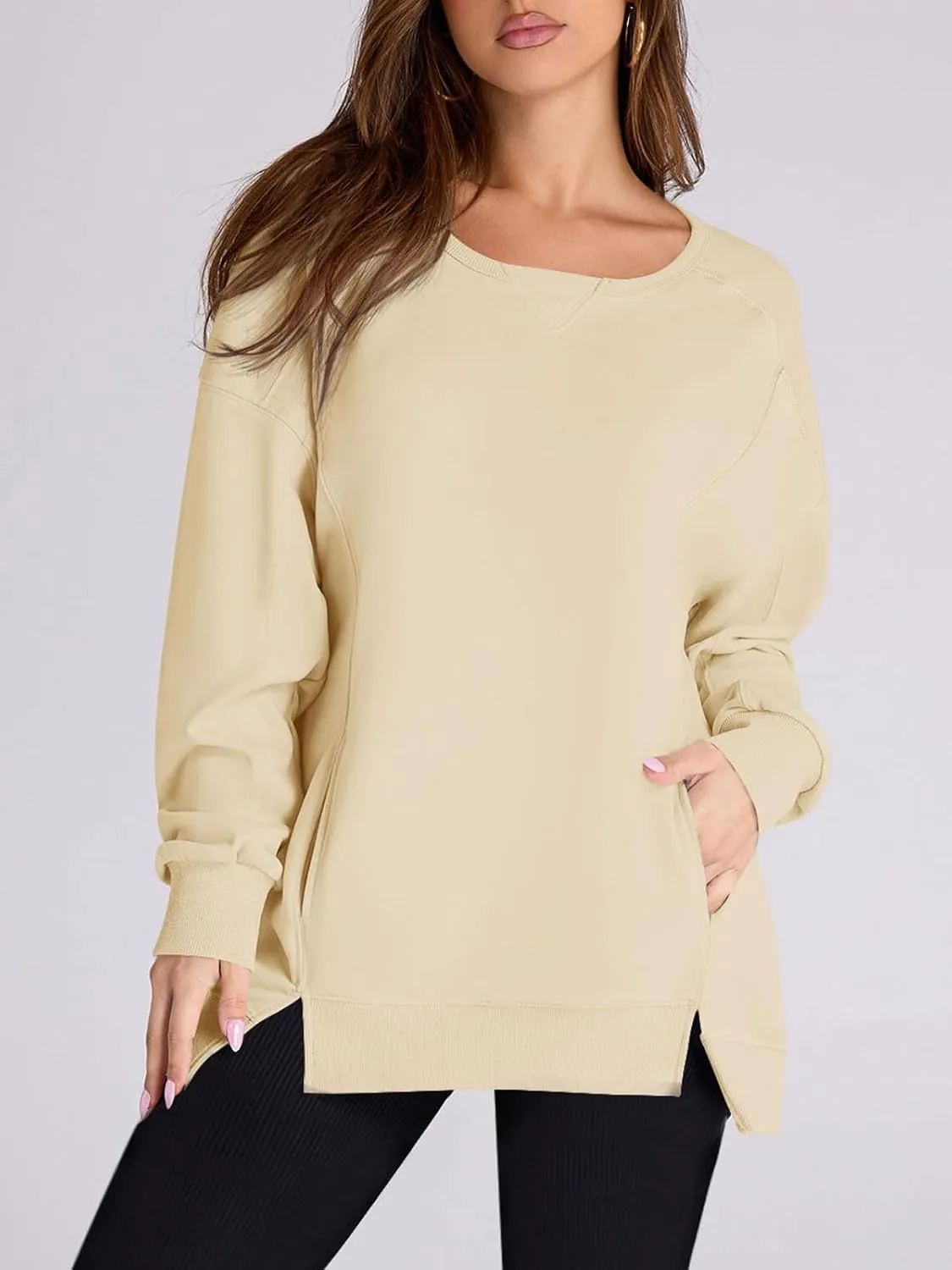 Yousify Womens Oversized Sweatshirts Crewneck Long Sleeve Pullover Tops Spring Sweaters 2025Y2K Clothes with Pockets