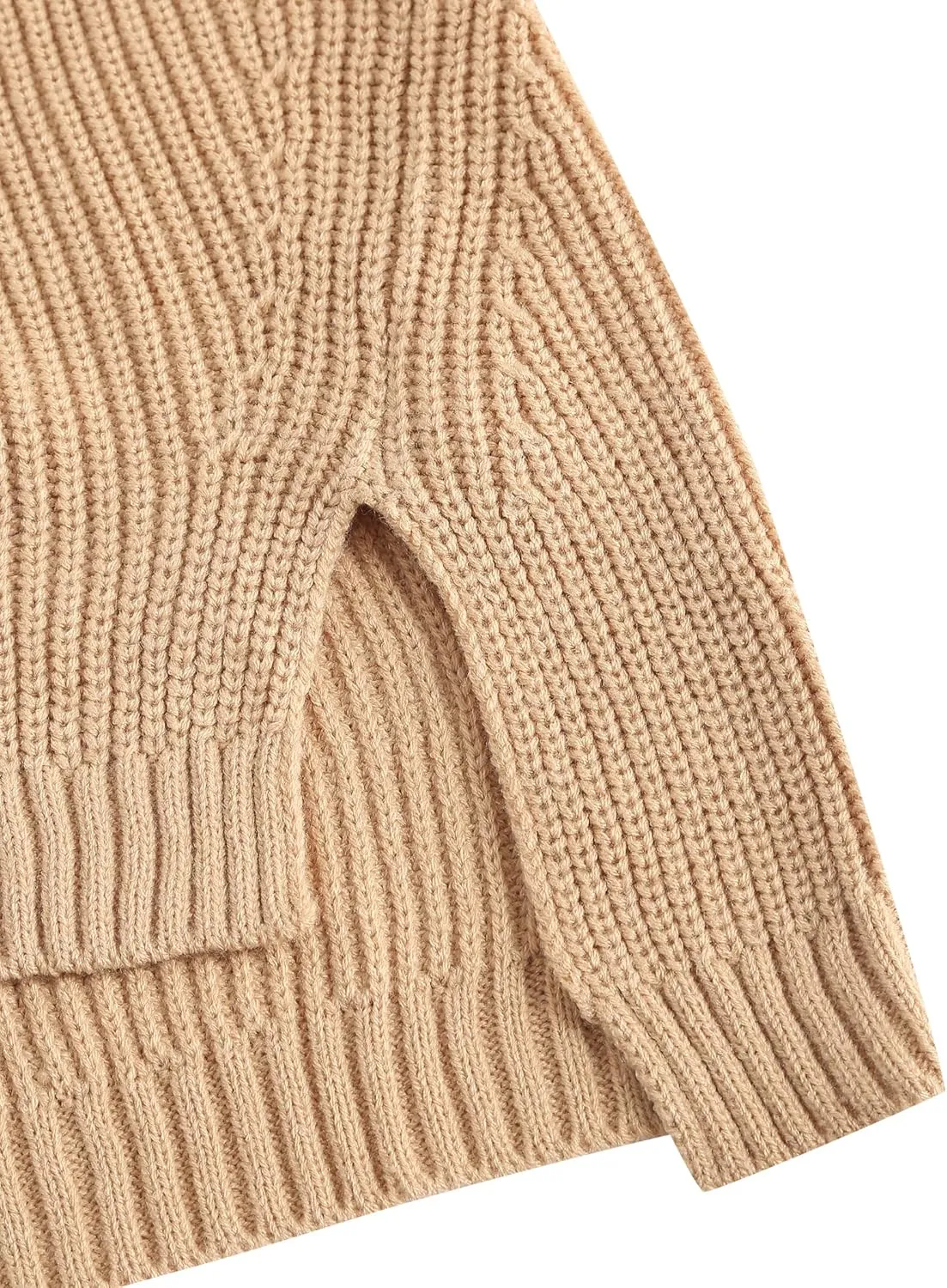 ZAFUL Women's Oversized Sweaters V Neck Long Sleeve Knit Pullover Batwing Drop Shoulder Split Tops Trendy Fall Outfits 2024