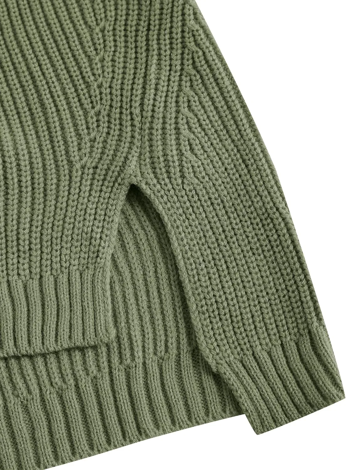 ZAFUL Women's Oversized Sweaters V Neck Long Sleeve Knit Pullover Batwing Drop Shoulder Split Tops Trendy Fall Outfits 2024