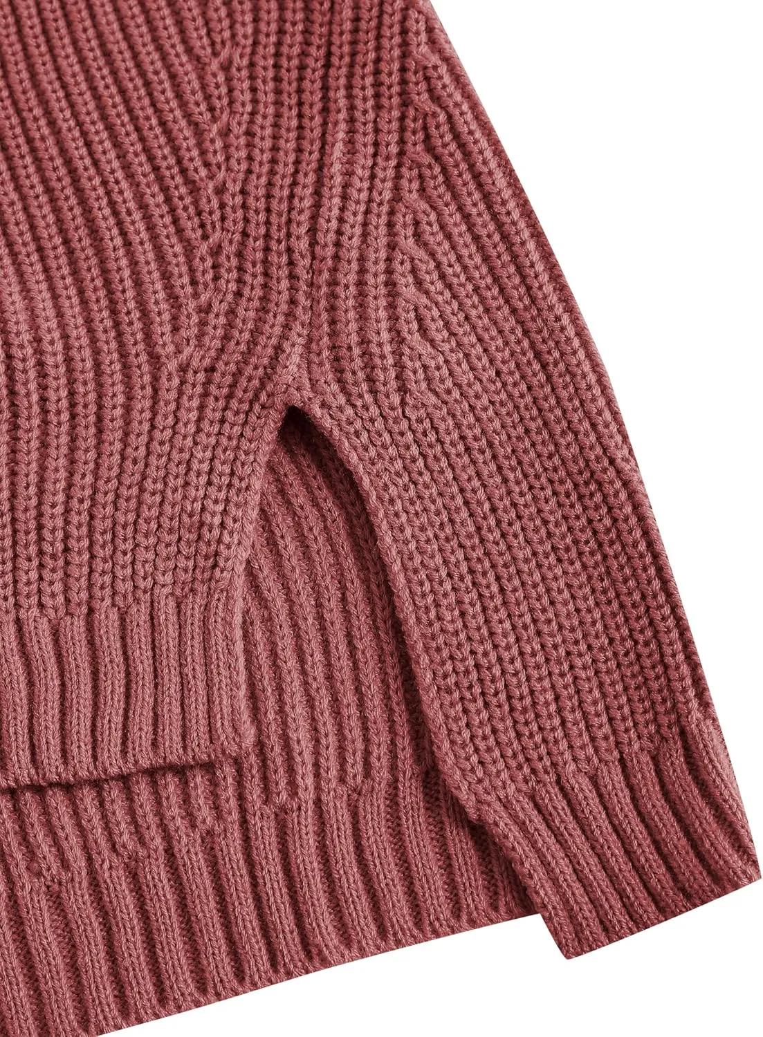 ZAFUL Women's Oversized Sweaters V Neck Long Sleeve Knit Pullover Batwing Drop Shoulder Split Tops Trendy Fall Outfits 2024